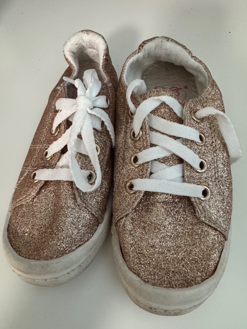 Lolli Kids Glitter Lace-Up Sneakers - Rose Gold